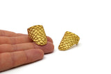 Brass Ring, Raw Brass Adjustable Fish Scale Rings (28mm) E412