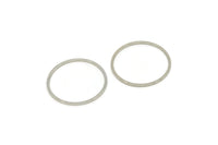 25mm Circle Connector, 8 Silver Tone Brass Circle Connectors (25x1x1mm) A3769 Q1058