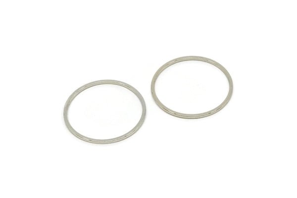 25mm Circle Connector, 8 Silver Tone Brass Circle Connectors (25x1x1mm) A3769 Q1058
