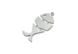 Steel Fish Charm, Stainless Steel Fish Charms With 1 Loop, Findings (30x15x0.80mm) SMP3305