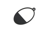 Black Oval Charm, 8 Oxidized Black Brass Oval Charms With 1 Loop, Earring Charms (24x16x0.60mm) A3113