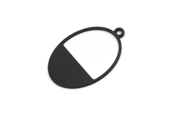 Black Oval Charm, 8 Oxidized Black Brass Oval Charms With 1 Loop, Earring Charms (24x16x0.60mm) A3113