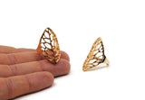 Gold Leaf Ring, Gold Plated Brass Adjustable Leaf Rings N0030 Q0408
