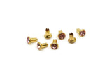 12 Gold Plated Brass Light Rose Crystal Swarovski 6.5mm Rivet Studs Y219