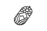 Black Oval Charm, 2 Oxidized Black Brass Rising Sun And Mount Patterned Oval Shaped Charms With 1 Loop (42x21x0.60mm) SMP0576 SY0325