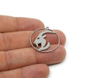 Chinese New Year Charm, Brass/Steel/Copper Year Of The Goat Charms With 1 Loop, Zodiac Charm For Jewelry Making (30x28x0.80mm) SMP3265