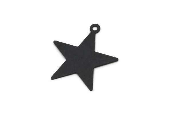 Black Star Charm, 12 Oxidized Black Brass Star Charms (24x23x0.40mm) Brs 493 A0265