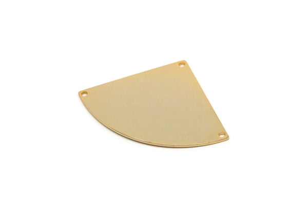 Gold Slice Charm, Gold Plated Brass Slice Shapes Charms With 3 Holes, Charm Findings (40x28x0.80mm) SMP2704 Y091