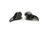 Tiny Bird Skull, 2 Gunmetal Plated Brass Bird Skull Pendants, (24x11.5x9.5mm) N0489