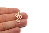 Brass Snake Charm, 10 Raw Brass Snake Charms With 1 Loop, Snake Earrings (37.5x17x0.60mm) SMP2952