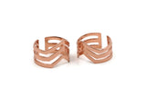 Rose Gold Chevron Ring - 4 Rose Gold Plated Adjustable Triple Chevron Ring Settings (16x17mm / 23 Gauge) MN01