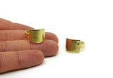 Brass Ring, 2 Raw Brass Adjustable Rectangle Rings N0093