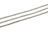 Silver Rolo Chain, Antique Silver Plated Brass Rolo Link Belcher Chain (3mm) MB 8-19 Z135