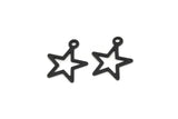 Black Star Charm, 50 Oxidized Black Brass Star Charms With 1 Loop (14x12mm) Brs 299 A0298