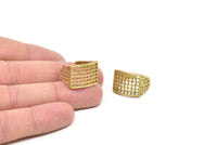 Brass Ring Settings, 2 Raw Brass Adjustable Duke Rings N0020