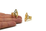 Gold Ring, Gold Plated Brass Diamond Shape Adjustable Rings Q0286