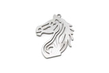 Steel Horse Charm, 6 Stainless Steel Horse Charms With 1 Loop, For Jewelry Making (32x24x0.80mm) SMP3009