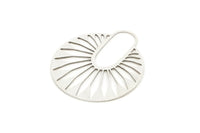 Silver Round Charm, 2 Antique Silver Plated Brass Round Shaped Charms, Pendants, Findings (36x32x0.60mm) SMP2075 A6895