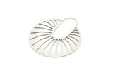 Silver Round Charm, 2 Antique Silver Plated Brass Round Shaped Charms, Pendants, Findings (36x32x0.60mm) SMP2075 A6895