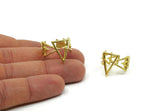 Brass Bohemian Ring, 2 Raw Brass Adjustable Multi Triangle Rings N0051