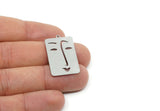 Customized Geometric Charm, For Jewelry Making Brass/Steel/Copper Rectangle Face Charm With 1 Loop, Personalized Jewelry (32x19mm) SMP3187