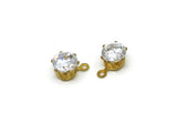 Brass Bead, 12 Raw Brass Crystal Diamond Rhinestones Setting for SS26 (5.7mm) SS26 F130