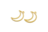 Gold Moon Charm, 12 Gold Plated Brass Crescent Moon Charms With 1 Loop (17x5x1mm) A3768