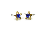 Brass Stud Earrings, 6 Sapphire Crystal Rhinestone Beads Brass Stud Earrings Brass Setting for SS18 - 4.3mm SS18 N0374