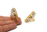 Gold Boho Ring, Gold Plated Brass Adjustable Rings Mn73 Q0541