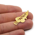 Brass Fish Charm, Raw Brass Fish Charms With 1 Loop, Blanks, Findings (32/40x0.60mm) SMP2816