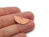 Semi Circle Charm, Raw Copper Half Moon Connectors With 2 Holes, Stamping Blank (10/12.5/15x0.80mm) SMP2890