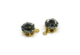 Brass Bead, 6 Raw Brass Black Diamond Crystal Rhinestones Setting for SS39 (8.3mm) SS39 F106
