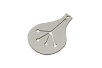 Steel Charm, 4 Stainless Steel Charms With 1 Hole, Charm Pendants, Findings, Steel Charms (30x22x0.80mm) SMP2757