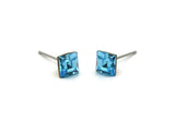 Brass Stud Earrings, 6 Aquamarine Crystal Rhinestone Beads Brass Stud Earrings Brass Setting for SS28 - 6mm SS28 F129