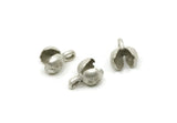 Leather Cord End, 4 Antique Silver Plated Brass End Caps For Lether Cord Cotton Ends  (7.5mm) N0401