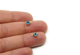 Brass Bead, 8 Aquamarine Crystal Rhinestone Beads Brass Setting for SS24 - 5.3mm SS24 S406 Y120