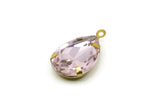 Drop Crystal Charm, 4 Light Rose Swarovski Crystal Drop With Raw Brass Prong Setting (18x13mm) D1732