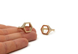 Gold Hexagon Ring, Gold Plated Adjustable Hexagon Rings N0062 Q229