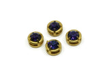 Brass Bead, 8 Raw Brass AB Sapphire Crystal Diamond Rhinestones Setting for 6.3mm SS30 SY0052