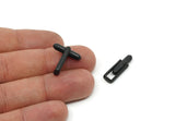 Black Cufflink Blank, 4 Oxidized Black Brass Cufflinks A0649