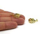 Brass Leaf Ring, 4 Raw Brass Adjustable Leaf Rings N0061