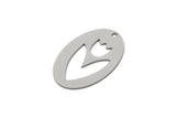 Steel Flower Charm, 6 Stainless Steel Tulip Charms With 1 Hole, Oval Shaped Charms, Earring Findings (25x17x0.80mm) SMP2719