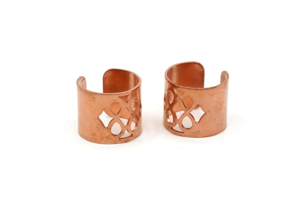 Copper Riddled Ring - 5 Raw Copper Adjustable Riddled Ring Settings - 16-17mm / 23 Gauge Mn84