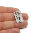 Customized Charm, For Jewelry Making Brass/Steel/Copper Geometric Shaped Flower Charm With 1 Loop, Rectangle Jewelry (25mm) SMP3173