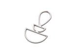 Steel Charm, 6 Stainless Steel D Shaped Charms, Circles Charm, Pendants, Findings (29x18.5x0.80mm) SMP3023