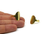 Brass Oval Ring, 2 Raw Brass Oval Shaped Adjustable Ring N0090