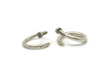 Silver Nail Ring, Antique Silver Plated Brass Adjustable Nail Ring N0348