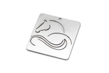 Steel Square Charm, 4 Stainless Steel Horse Patterned Square Charms With 1 Hole, For Jewelry Making (30x30x0.80mm) SMP2989