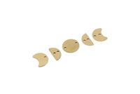 Brass Charm, 4 Raw Brass Dangle Moon Phases Charm With Holes, Connector Parts, Brass Parts Of Dangles (34x8x0.60mm) SMP2782 SY0358