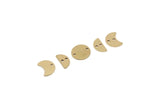 Brass Charm, 4 Raw Brass Dangle Moon Phases Charm With Holes, Connector Parts, Brass Parts Of Dangles (34x8x0.60mm) SMP2782 SY0358